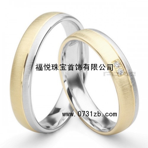 18K金雙色拉絲 彩金戒指 婚禮對戒