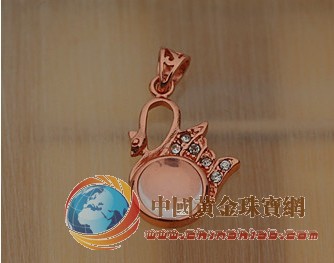 天然水晶寶石吊墜 天然芙蓉石吊墜 粉晶天鵝 高貴小天鵝